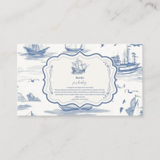 トイルエレガント航海のベビーシャワーベビー本 エンクロージャーカード (正面)