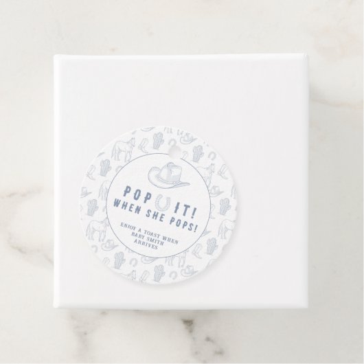 トイルカウボーイポップ・アートのだ!赤ちゃんシャワー フェイバータグ (インサイチュ)