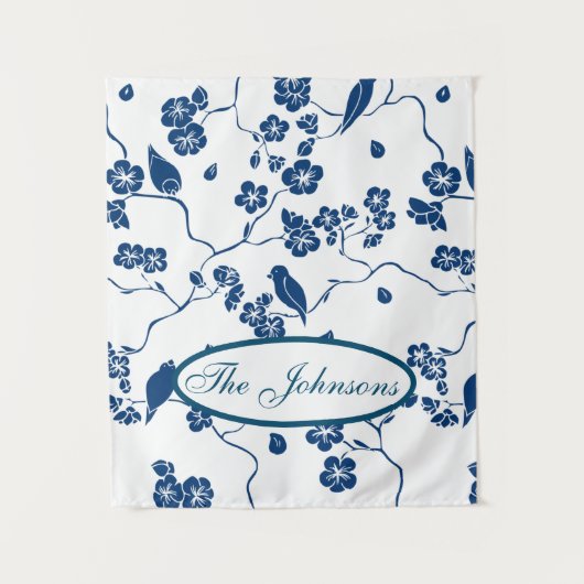 トイルコンテンポラリーバード&花模様 タペストリー (正面)