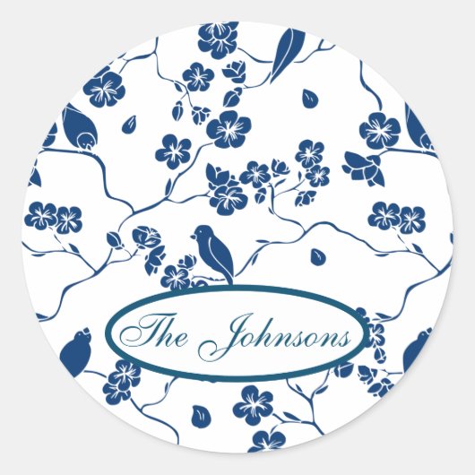 トイルコンテンポラリーバード&花模様 ラウンドシール (正面)