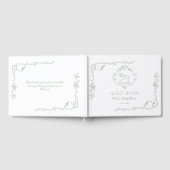 トイルセージ緑のロッキングホース赤ちゃんシャワー ゲストブック (全面)