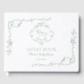 トイルセージ緑のロッキングホース赤ちゃんシャワー ゲストブック (正面)