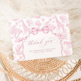 トイルドジュイSafari動物ピンクの赤ちゃんシャワー サンキューカード