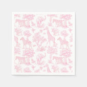 トイルドジュイSafari動物ピンク赤ちゃんシャワー スタンダードカクテルナプキン (正面)