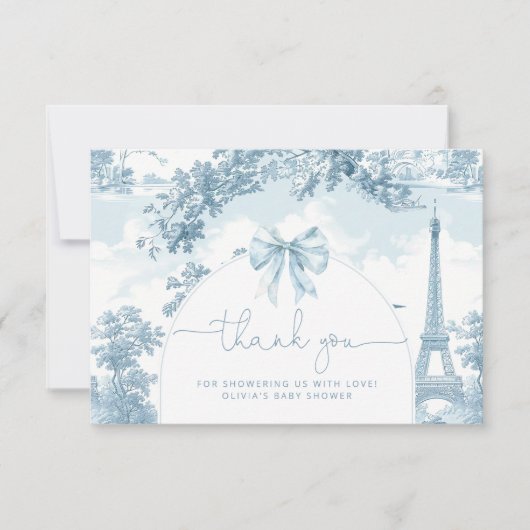 トイルドジョイフランスのボンジュールbebe赤ちゃんシャワー サンキューカード (正面)