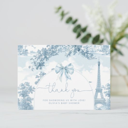 トイルドジョイフランスのボンジュールbebe赤ちゃんシャワー サンキューカード (スタンド正面)
