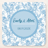 トイルバードとフローラ名前をカスタムするベビーシャワー私がする スクエアペーパーコースター (正面)