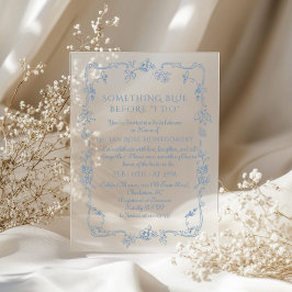 トイルビクトリアンフランスのフアイルーブルーブライダル アクリル招待状