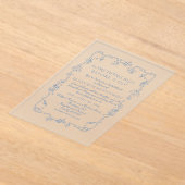 トイルビクトリアンフランスのフアイルーブルーブライダル アクリル招待状 (レイダウン)