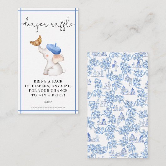 トイルピフランスのックガールベビーシャワーおむつラッフルE エンクロージャーカード (正面/裏面)