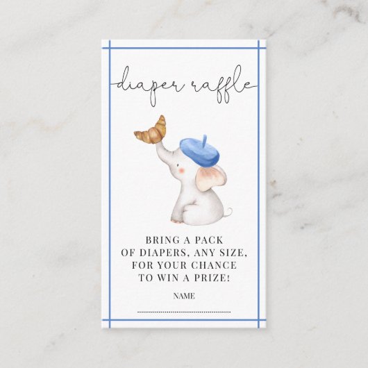 トイルピフランスのックガールベビーシャワーおむつラッフルE エンクロージャーカード (正面)