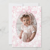 トイルピンクボウバプティスガールフォト招待状 招待状 (裏面)
