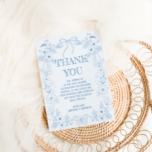 トイルフランスのドジュイボーイベビーシャワー サンキューカード