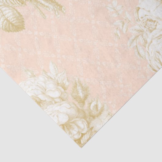 トイルフランスのフローラブーケピンク金ゴールドエフェメラ 薄葉紙 (詳細)
