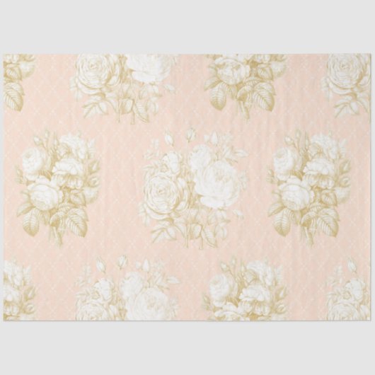 トイルフランスのフローラブーケピンク金ゴールドエフェメラ 薄葉紙 (正面)