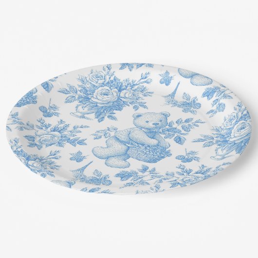 トイルフランスのフローラベア赤ちゃんシャワー ペーパープレート (アングル)