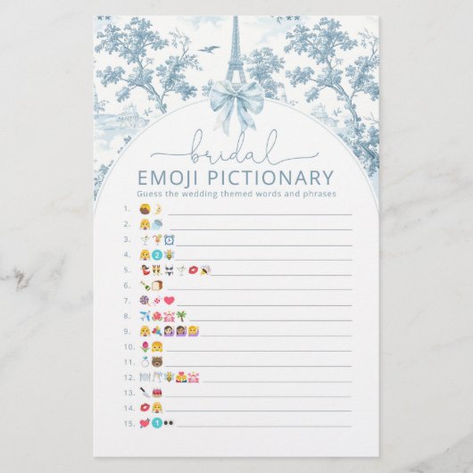 トイルフランスのブライダルシャワー絵文字ゲーム (正面)