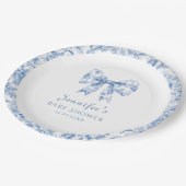 トイルフランスのブルーボウヴィンテージ男の赤ちゃんシャワー ペーパープレート (アングル)