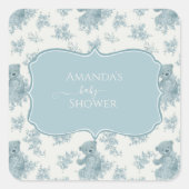 トイルフランスのベアとバニーの赤ちゃんシャワー スクエアシール (正面)