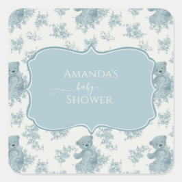 トイルフランスのベアとバニーの赤ちゃんシャワー スクエアシール