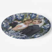 トイルフランスのヴィンテージブルーフローラ結婚ズ ペーパープレート (アングル)