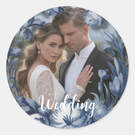 トイルフランスのヴィンテージブルーフローラ結婚ズ ラウンドシール