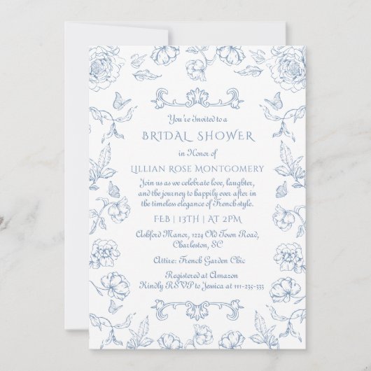 トイルフローラお洒落ガーデンブライダルシャワー 招待状 (正面)
