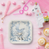 トイルフローラテディベアのキャリッジ赤ちゃんシャワー ペーパープレート (パーティー)