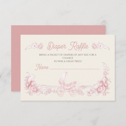 トイルフローラピンクテディベアオムツラッフル 招待状 (正面/裏面)