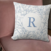 トイルフローラモノグラムディンティブルーフランスのテーマ クッション