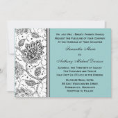 トイルブルーとホワイト結婚式招待状 招待状 (正面)