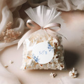 トイルブルーフローララウンド結婚のステッカーイニシャル ラウンドシール