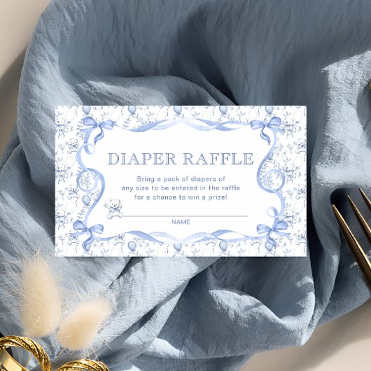 トイルベアーベビーシャワーおむつラッフルチケット エンクロージャーカード