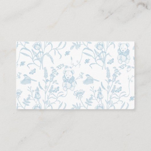 トイルベアーベビーシャワー少年のベビーカード用ブック エンクロージャーカード (裏面)