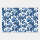 トイル伝統的・ド・ジュイ、ブルーウィロー模様 ラッピングペーパーシート (正面2)