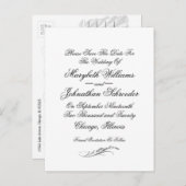 トイル&書道結婚式の日付のはがきを保存 インビテーションポストカード (正面/裏面)