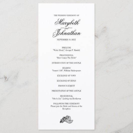 トイル&書道結婚式 プログラムカード プログラム (正面)