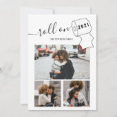 トイレおもしろいにおけ転がる新年の紙3枚赤 カード (正面)