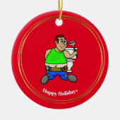 トイレおもしろいのクリスマスオーナメントの配管工 セラミックオーナメント (正面)