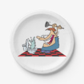 トイレおもしろいのブロックを取り外す配管工 ペーパープレート (正面)