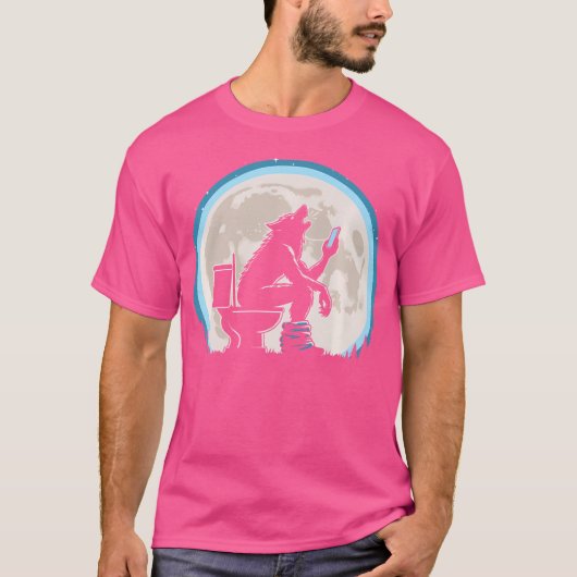 トイレおもしろいのユーモアで狼か狼が吠える声 Tシャツ (正面)