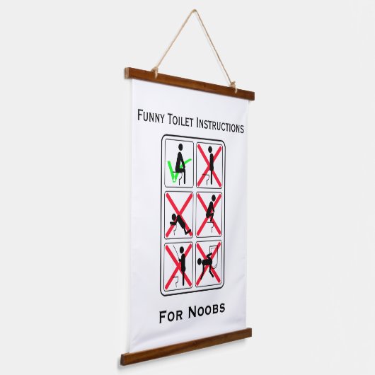 トイレおもしろいの指示 吊り下げ型タペストリー (傾斜あり)