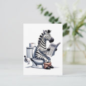 トイレおもしろいの新聞に読のゼブラ ポストカード (スタンド正面)