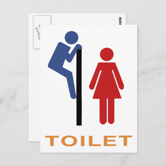 トイレおもしろいの標識 ポストカード (正面/裏面)
