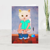 トイレおもしろいの考える猫 カード (正面)