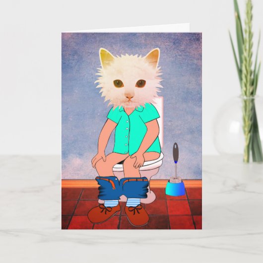 トイレおもしろいの考える猫 カード (正面)