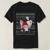 トイレおもしろいサンタ醜いクリスマスセーターおもしろいギ Tシャツ (デザイン正面)