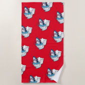 トイレおもしろいシャーク漫画イラストレーション ビーチタオル (正面)