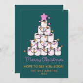 トイレおもしろい紙クリスマスツリーカラフルカスタム シーズンカード (正面/裏面)