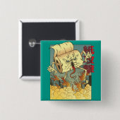 トイレおもしろい紙モンスター日本のスタイル 缶バッジ (正面&裏面)